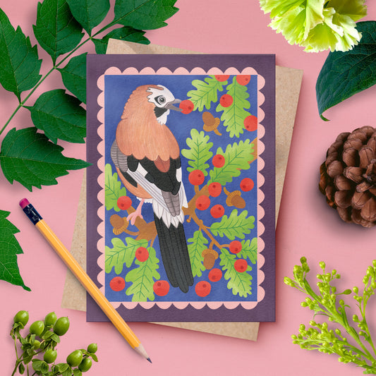 Jay Card – British Wildlife Illustration | Blank Greeting Card