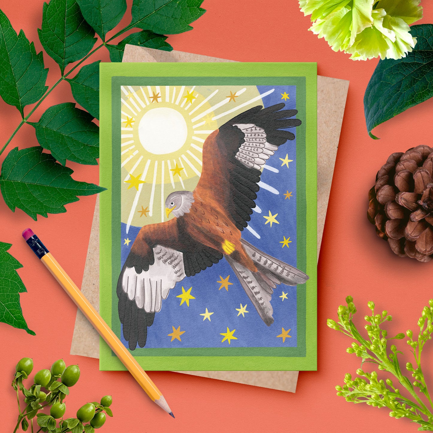 Red Kite Card – British Wildlife Illustration | Blank Greeting Card