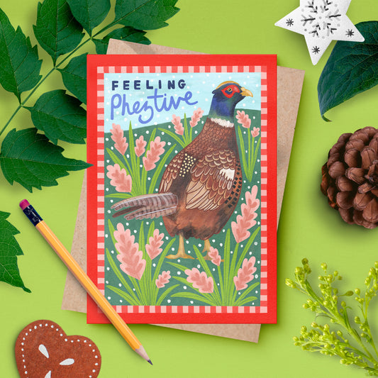 Feeling Pheztive – Pheasant Christmas Card
